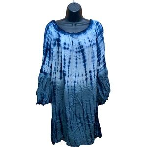 Ace Fashion Blue Tie-Dye Shift Dress Woman’s 1X